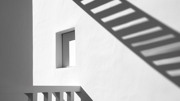 Photo air vents on white cement wall with morning light and shadow