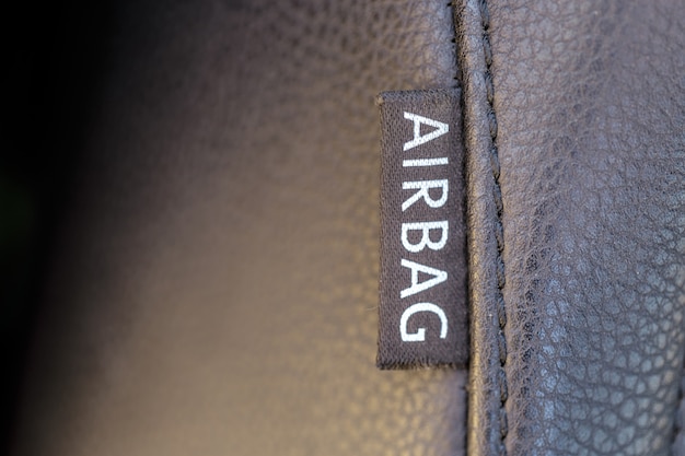 Photo airbag sign in car. car safety concept.