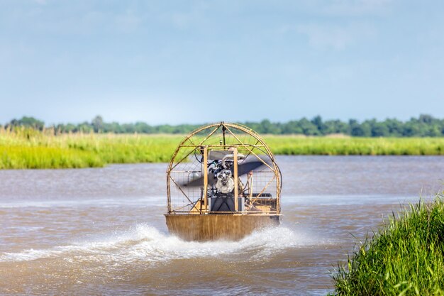 Airboat ride in the swamps of texas gulf of mexico