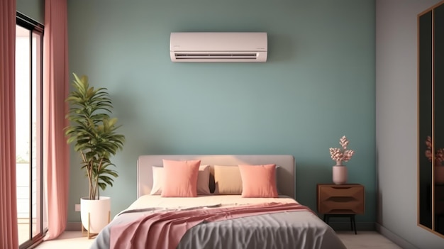 Airconditioner in stijlvol interieur van slaapkamer