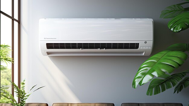 Foto airconditioner op beige muur.