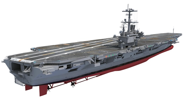 Aircraft carrier military warship navy 3D rendering ship