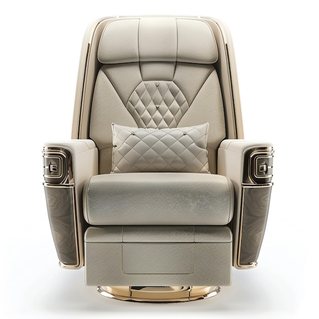 Aircraft chairs comfortable with leather armrests front view 3D graphic