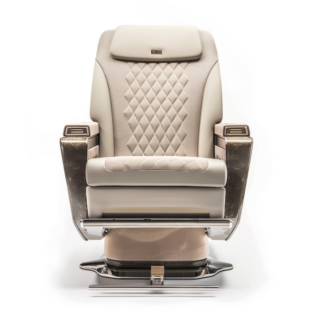 Aircraft chairs comfortable with leather armrests front view 3D graphic