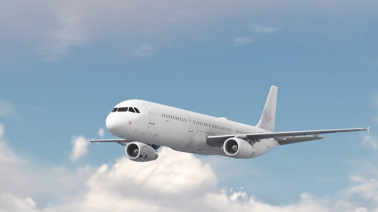 Photo aircraft over cloud blue sky 