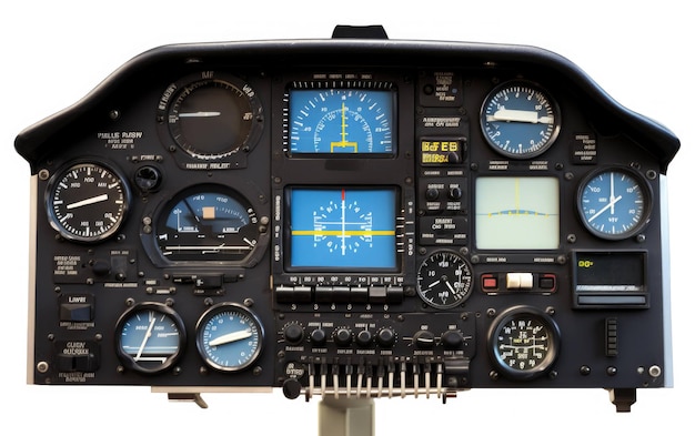 Photo aircraft dashboard on white background