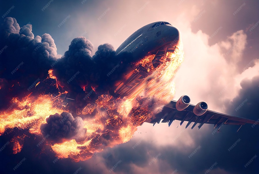 Premium Photo Aircraft explosion during flight airliner catastrophe