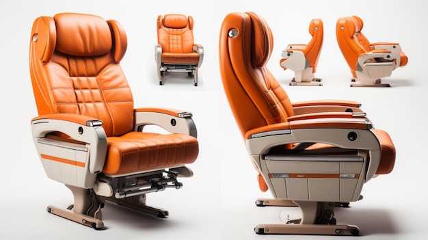 흰색 배경에 고립 된 항공기 내부 안락 의자
