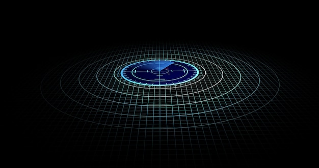 レーダーによる航空機と船のスキャナー 敵の航空機と船のレーダースキャナー検索 4k解像度を超えるレーダースキャンの3Dビュー
