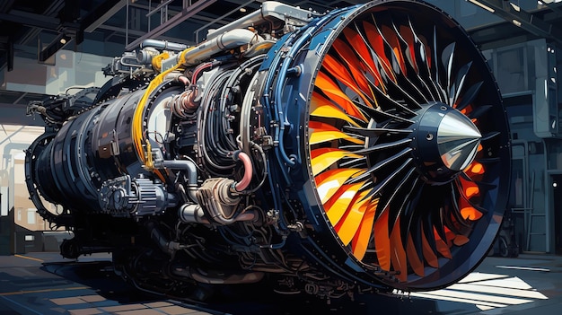 Foto parti del motore del motore aeronautico della turbina dell'aeromobile
