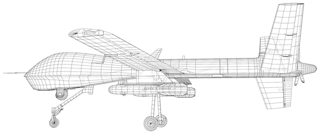 Фото Самолет беспилотный хищник военный беспилотник вектор созданный в формате d wireframe eps
