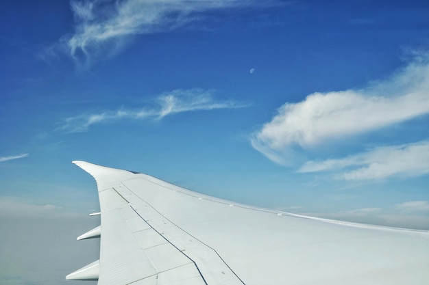 写真 空に向かう航空機の翼