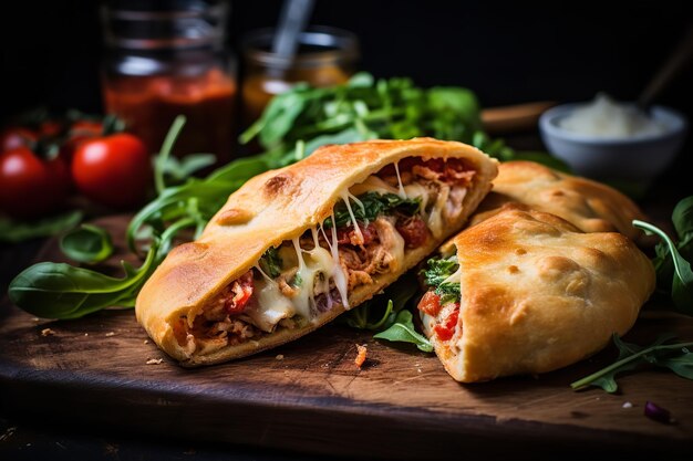 Foto calzone di pollo airfried cibo italiano