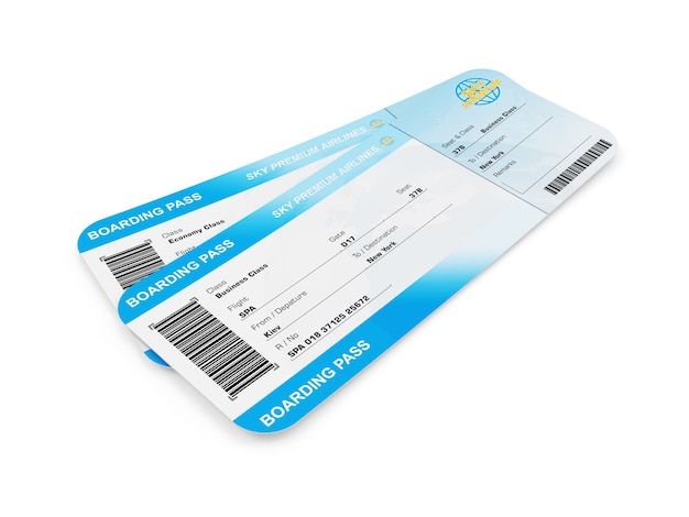 Photo airline boarding pass tickets