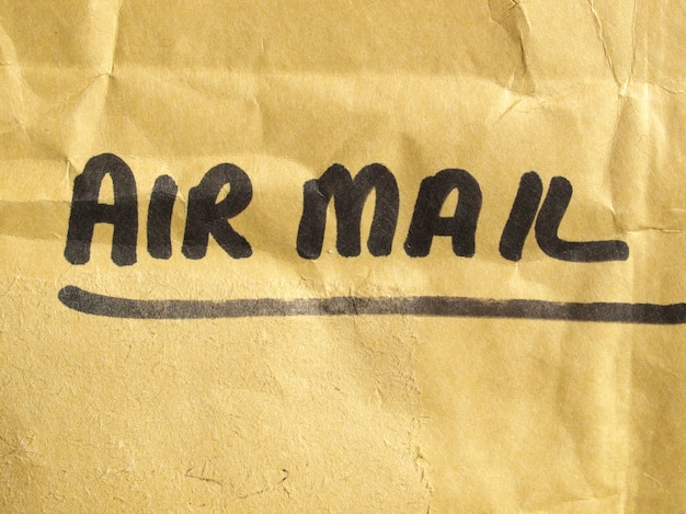 Airmail label on packet