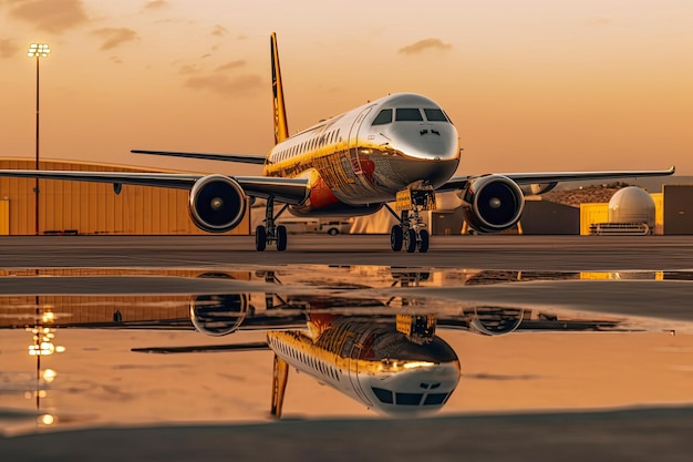 Airplane Awaits Clearance for Takeoff after a Delay