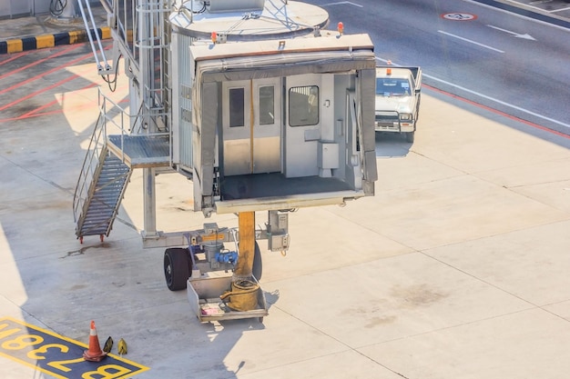 airplane Bridge in airport for passengers boarding or Jetway waiting for a plane to arrive on airport or airport terminal boarding gate