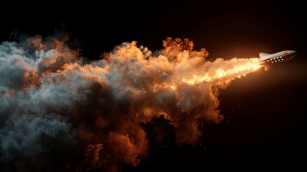 An airplane condensation track isolated on transparent background Smoke from a space rocket launch Foggy trail of an airplane or jet