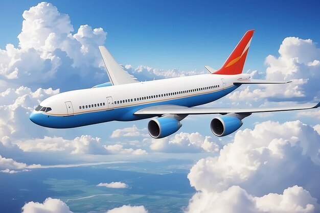 Airplane in flight stock illustration