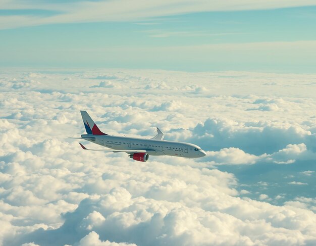 airplane flying above clouds