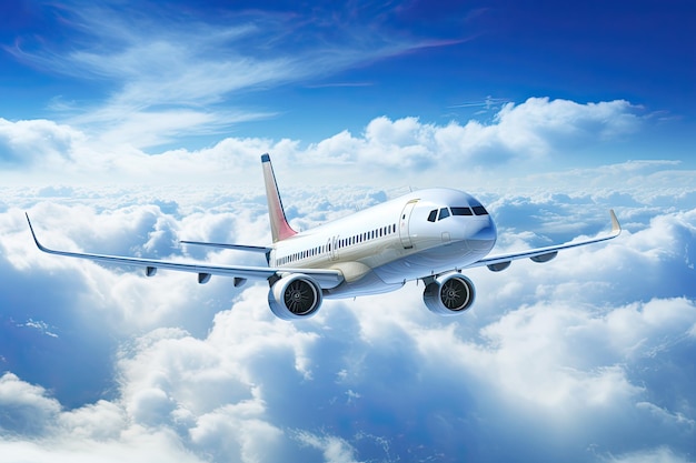 An airplane flying over the clouds