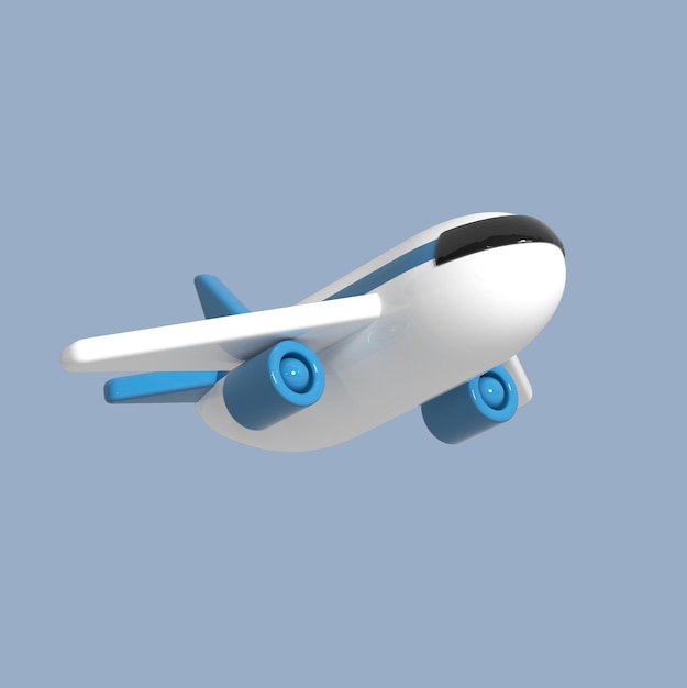 Photo airplane icon isolated on blue background in cartoon childish style