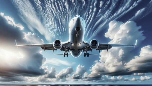 写真 良い天気で空を飛ぶ飛行機