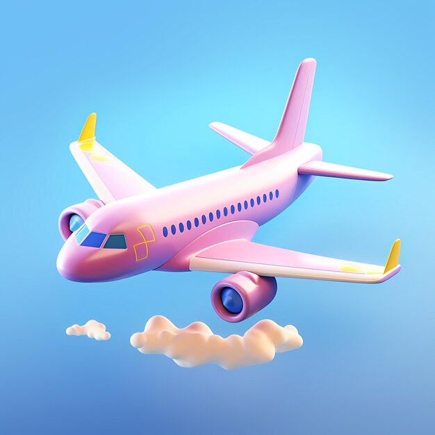 Photo airplane isometric 3d soft pastel colors