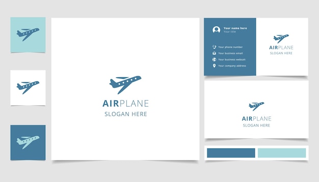 Photo airplane logo design with editable slogan branding book and