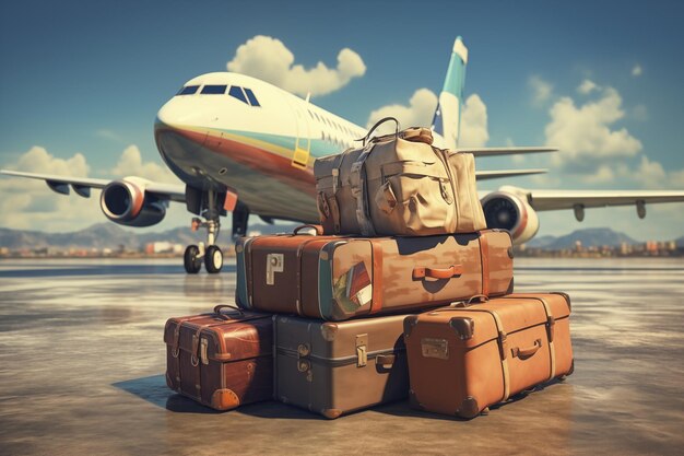 airplane and luggages by Generative AI