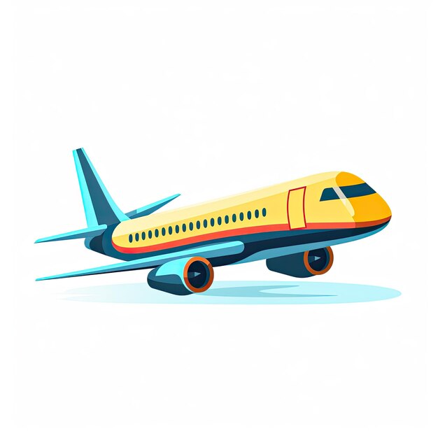 Фото Самолет на белом фоне векторная иллюстрация в стиле мультфильма