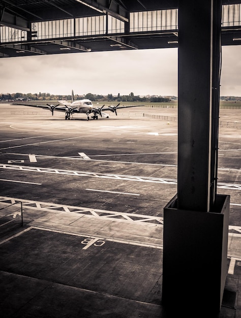 Airplane on runway at berlin tempelhof airport