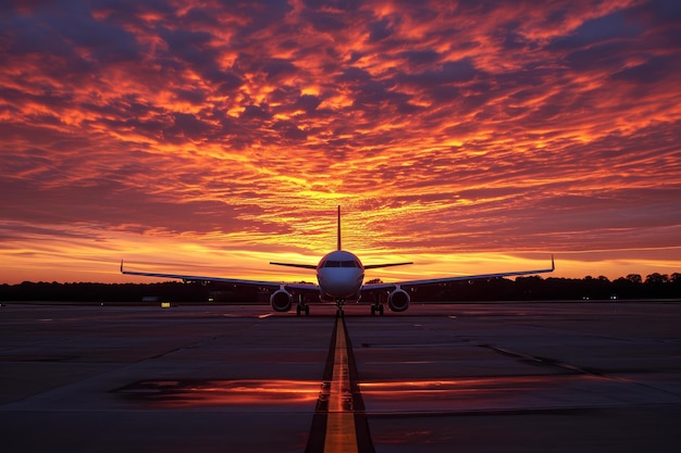 Airplane at sunset Generate Ai