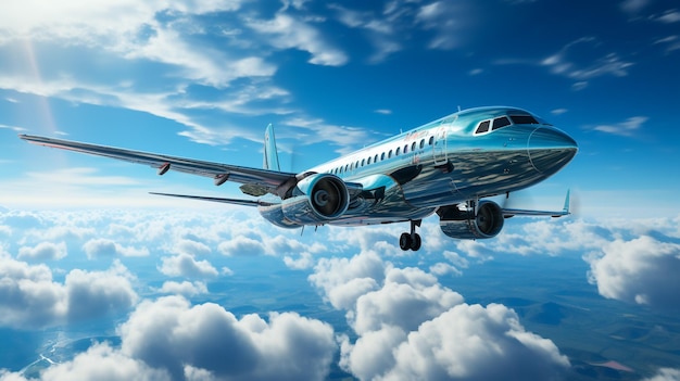 写真 空港の空雲から離陸する飛行機