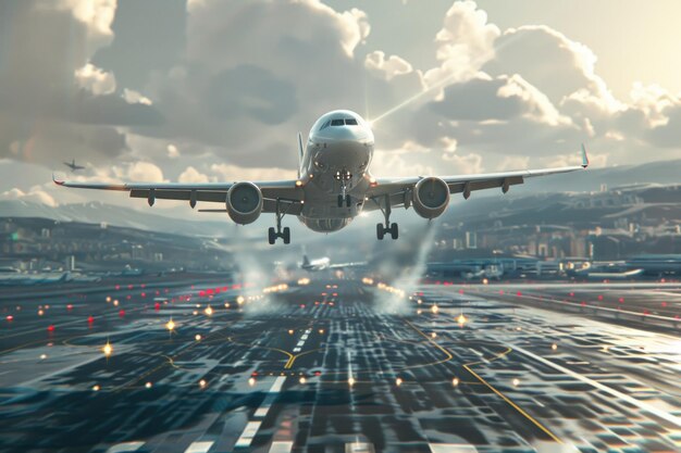 사진 공항 에서 이륙 하는 비행기