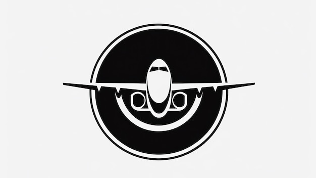 Airplane traveling airfly white black logo generative ai