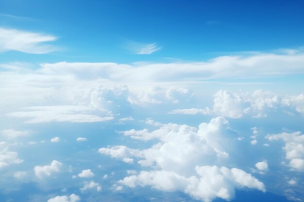 Airplane View from Below Sky with Clouds