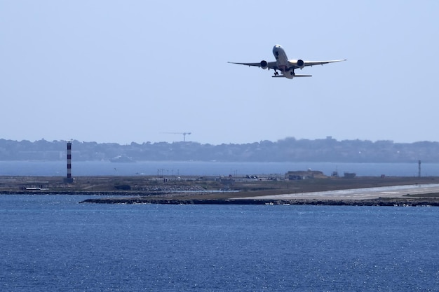 Airplane while taking off from nice france airport