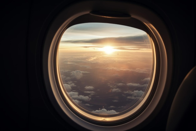 Airplane window sunset Generate Ai