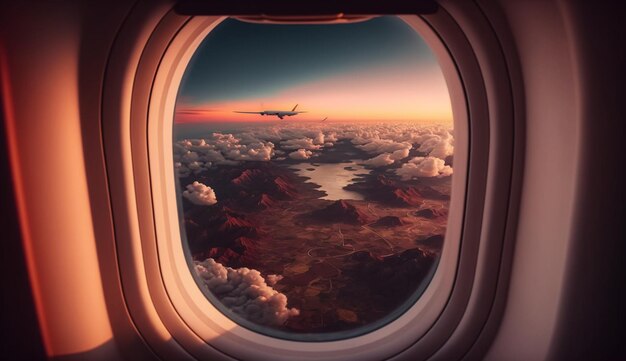 Airplane window view