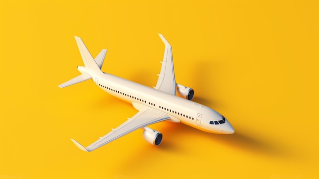 Airplane on yellow background travel concept aviation boing wallpaper 3d rendering airport plane
