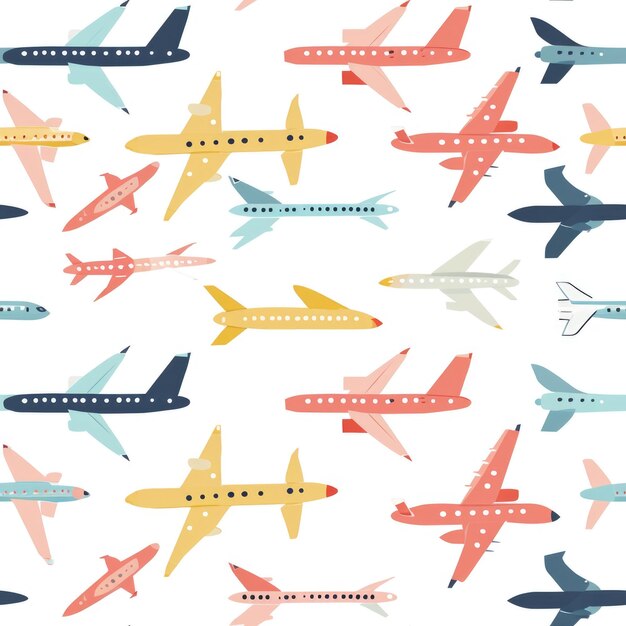 Photo airplanes seamless pattern can be used for gift wrapping wallpaper background