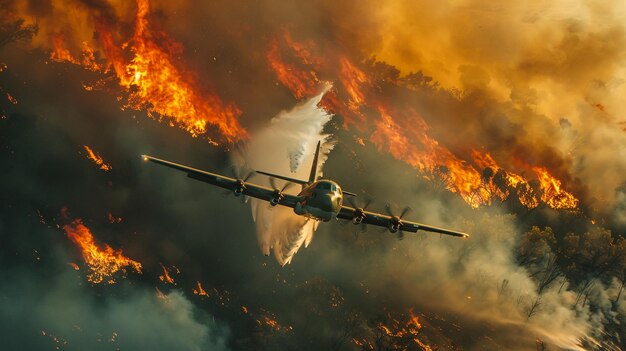 Photo airplanes trying to put out a wildfire