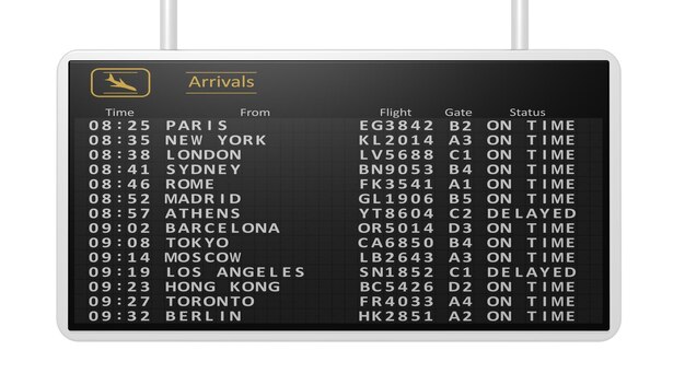 Photo airport arrivals timetable