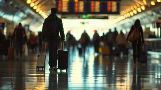 Photo airport hustle and bustle background image