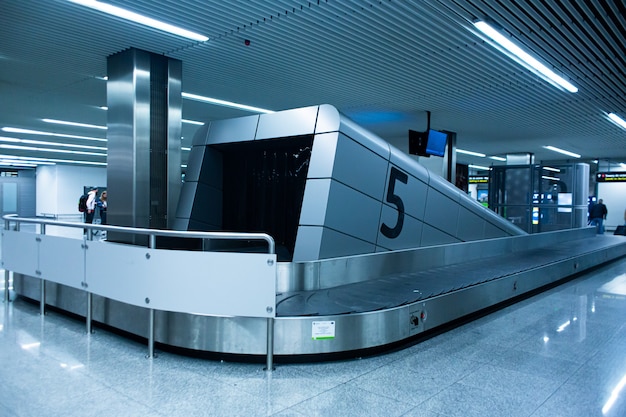 Airport interior baggage claim conveyor