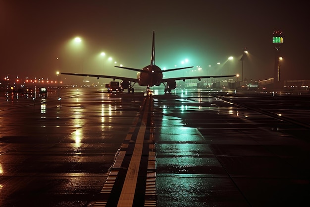 공항 야간 비행기 생성 Ai