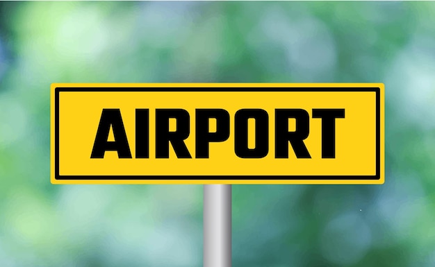 Photo airport road sign on blur background