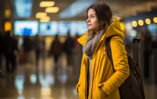 Airport Scene with a Young Woman