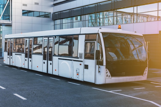 Airport shuttle bus near the terminal